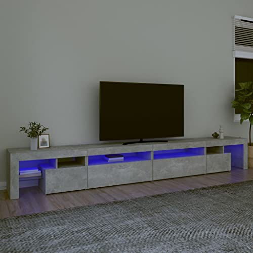 Iiaky TV Schrank mit LED TV Schrank 290 cm TV Board Holz Lowboard Fernsehtisch für Wohnzimmer und Schlafzimmer-Betongrau-290 cm von Iiaky