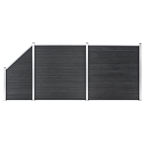 Iiaky WPC Zaun-Set 2 Quadrate + 1 Schräge 446x186 cm Grau Sichtschutzzaun Palisadenzaun Zaun Sichtschutz Gitter Gartenzaun Komplettset von Iiaky