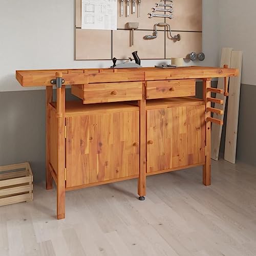 Iiaky Werkbank Holz Werkbank mit Schraubstöcken Hobelbank Arbeitstisch mit Ablagen Werkstatt Werkstatttisch-162x62x83 cm Typ 2 Iiaky Werkbank Holz Werkbank mit Schraubstöcken Hobelbank Arbeitstisch mit Ablagen Werkstatt Werkstatttisch-162x62x83 cm Typ 2 von Iiaky