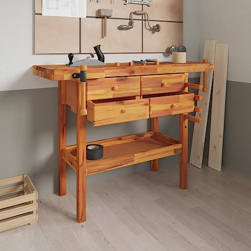 Iiaky Werkbank Holz Werkbank mit Schubladen Schraubstöcken Hobelbank Arbeitstisch mit Ablagen Werkstatt Werkstatttisch-124x52x83 cm Iiaky Werkbank Holz Werkbank mit Schubladen Schraubstöcken Hobelbank Arbeitstisch mit Ablagen Werkstatt Werkstatttisch-124x52x83 cm von Iiaky