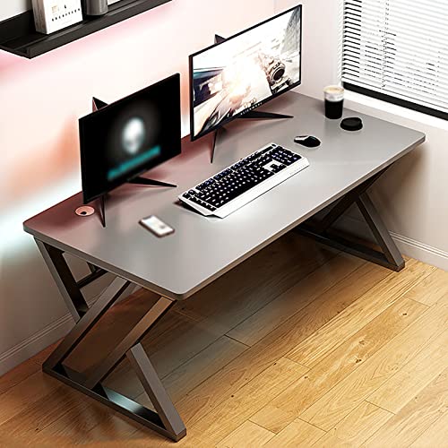 IisrAr Gaming-Schreibtisch, Computertisch, Home-Office-Schreibtisch, modernes ergonomisches Design, platzsparend, einfach zu montieren (Farbe: Grau, Größe: 140 cm/55 Zoll) von IisrAr