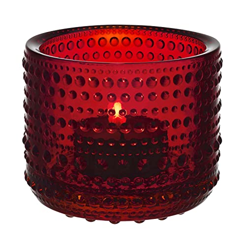 Iittala Teelichthalter, Glas, Rot, H 6,4cm von Iittala