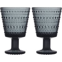 Iittala - Kastehelmi Trinkglas mit Fuß 26 cl, dunkelgrau (2er-Set) von Iittala