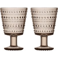 Iittala - Kastehelmi Trinkglas mit Fuß 26 cl, leinen (2er-Set) von Iittala