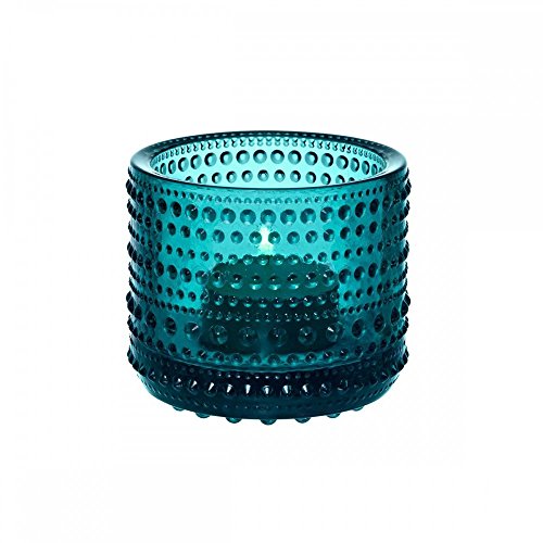 Iittala Kastehelmi - Stimmungsbeleuchtung/Teelichthalter/Windlicht - Höhe 7 cm - Seeblau von Iittala