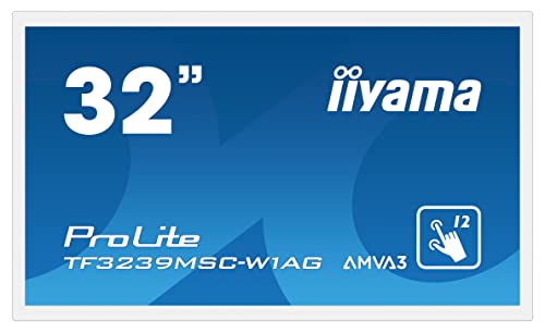 iiyama ProLite TF3239MSC-W1AG 80cm 31,5" AMVA3 LED-Monitor Full-HD Open Frame 12 Punkt Multitouch kapazitiv VGA HDMI DP RJ45 IP54 AntiGlare Touch-durch-Glass 24/7 weiss von iiyama