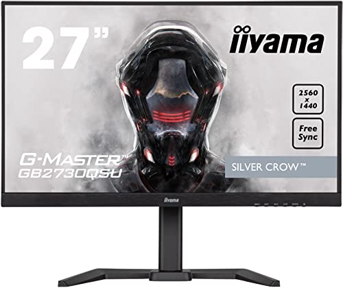 iiyama G-Master Silver Crow GB2730QSU-B5 68,5cm 27" Gaming Monitor WQHD DVI HDMI DP USB3.0 1ms-Reaktionszeit 75Hz FreeSync Höhenverstellung Pivot schwarz von iiyama