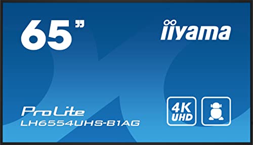 iiyama Prolite LH6554UHS-B1AG 164cm 64,5" Digital Signage Display IPS LED Panel 4K UHD VGA DVI HDMI DP in/Out USB2.0 RS-232c RJ45 Mediaplayer Android OS WiFi Micro SD Slot 24/7 schwarz von iiyama
