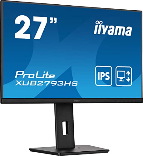 iiyama Prolite XUB2793HS-B5 68,5cm 27" IPS LED-Monitor Full-HD HDMI DisplayPort Slim-Line Höhenverstellung Pivot schwarz von iiyama