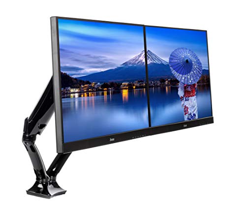 Iiyama DS3002C-B1 Dual-Monitorhalterung (mit Gasdruckfederarm für Displays bis 27 Zoll und maximal 5kg / Monitor) schwarz von iiyama