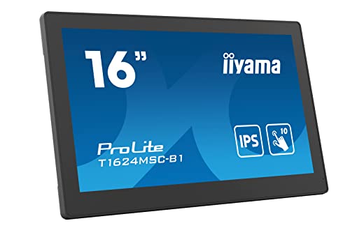 iiyama ProLite T1624MSC-B1 39,5cm 15,6" LED-Monitor Full-HD 10 Punkt Multitouch kapazitiv HDMI USB2.0 Audio-in/out 6H Mediaplayer SD-Slot 24/7 schwarz von iiyama