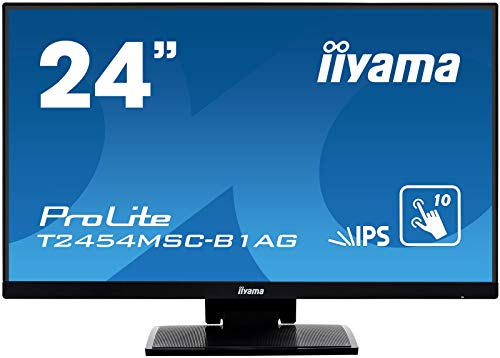 iiyama Prolite T2454MSC-B1AG 60,5cm 23,8" IPS LED-Monitor Full-HD 10 Punkt Multitouch kapazitiv VGA HDMI USB 3.0 IPX1 AntiGlare-Beschichtung Höhenverstellung schwarz von iiyama
