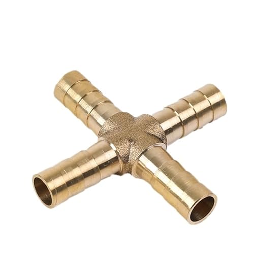 IkErna 1 Stück Messing-Steckverschraubung, Gerader Winkel, T-Y-X-Form, 2-, 3- Und 4-Wege-Verbinder, Für 6 Mm Bis 19 Mm, 8 Mm, 10 Mm, 14 Mm, 16 Mm, 4 Mm Kupfer-Wasserrohr/4 Way ()/4Mm Barb von IkErna