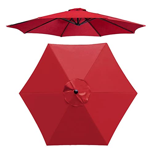 IkErna 6-Ribs Parasol Cloth Replacement Canopy round Φ270Cm/Φ300Cm, Patio Parasol Garden Umbrella Replacement Canopy Cover/Red/270Cm von IkErna