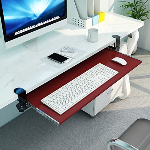 IkErna Ergonomic Desk Extender Keyboard-Tablett Klemme, Ausrutschtere Tastaturplattform Armlehnenregal, Einstellbar Unter Schreibtischlagerregal/Red/55 * 30Cm von IkErna