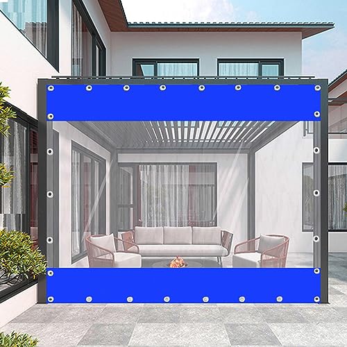 IkErna Outdoor -Balkonvorhänge, 600 G/㎡ Klare Pvc -Planenpaulin -Seitenpaneele, Gewächshaus-/Gartenmöbelschutzvorhänge Mit Ösen/W*H/1.4 * 2.5M/4.6 * 8.2Ft von IkErna