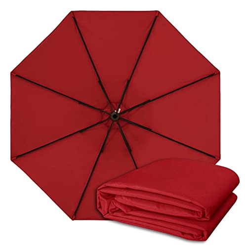 IkErna Waterproof Umbrella Canopy Replacement Cloth 270Cm/300Cm-6Ribs, 270Cm/300Cm-8Ribs Replacement Parasol Cover Top/Red/270Cm/8-Ribs von IkErna
