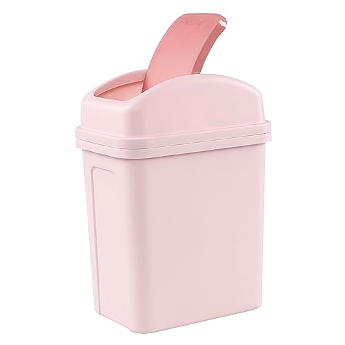 Ikando 7L Kleiner Schwingdeckel Mülleimer Mülleimer Papierkorb Papierkorb 1 Pack Pink von Ikando