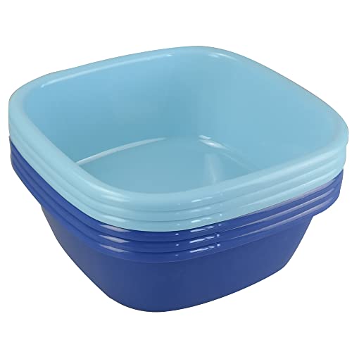 Ikando Spülschüssel Spülwanne Abwaschschüssel Becken Plastik, Hellblau und Tiefblau, 6 Packung von Ikando