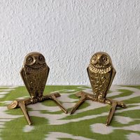 Vintage Buchstützen Eulen Messing Mid Century 1960Er Von Rose Handwerk Vintage Buchstützen Eulen Messing Mid Century 1960Er Von Rose Handwerk von Ikatisart