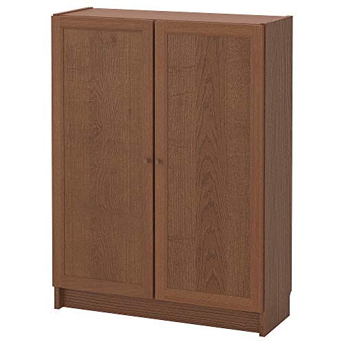 IKEA Billy/OXBERG Bücherregal mit Türen, 80 x 30 x 106 cm, Braun Esche Furnier von IKEA