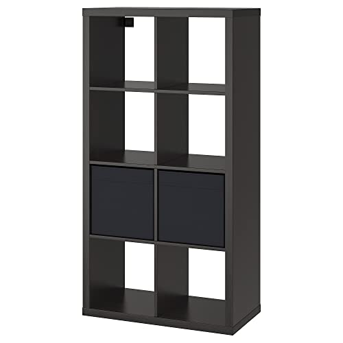 IKEA KALLAX Regal mit 2 Einsätzen, 77x147 cm, Schwarz-Braun von Ikea