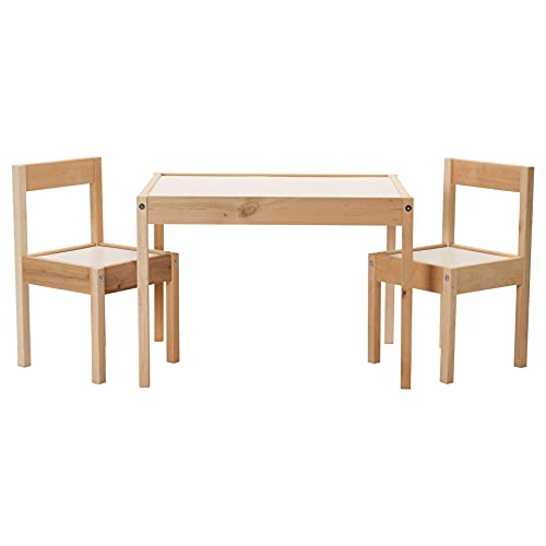 IKEA LATT Kindertisch mit 2 Stühlen, weiß/kiefernholz, durch seine kleinen Maße besonders geeignet für kleine Räume oder Räume. von Ikea
