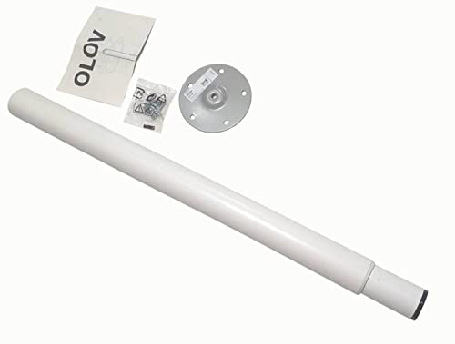 IKEA Tischbein "OLOV" Bein aus Stahl - farbig lackiert - verstellbar zwischen 60 und 90 cm - mit Schutzkappe für Boden und INKL. Schrauben für Tischplatte (weiß) von ikea