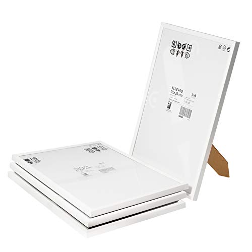 Ikea Yllevad Bilderrahmen, A4, 21 x 30 cm, leicht, Kunststoff und Karton, Weiß, 4 Stück von Ikea