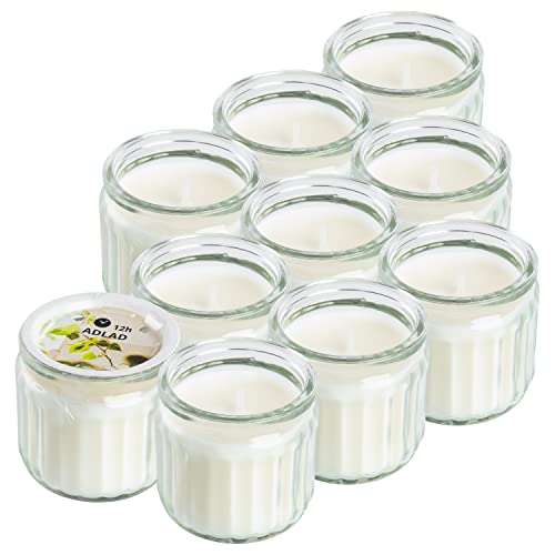 Ikea ADLAD Weiße Mini-Duftkerzen im Glas, skandinavische Hölzer & Zitrusfrüchte, je 12 Stunden - 10er Set von Ikea