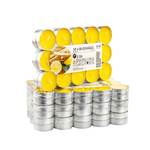 Ikea BLODHAGG 505.715.06-4 Duft-Teelichter, frische Zitrus-Zitrus-Zitrus-Zitrus- und Zitronengras-Gelb, 3,5 h Brenndauer, 120 Stück von IKEA
