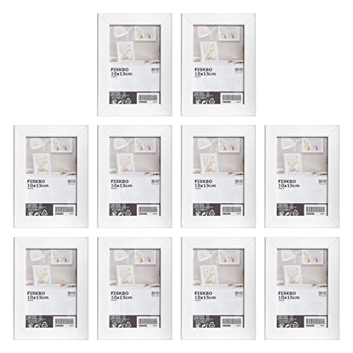 Ikea FISKBO 002.956.53 Bilderrahmen, Faserplatte und Kunststoff, 10 x 15 cm, Weiß, 10 Stück von Ikea