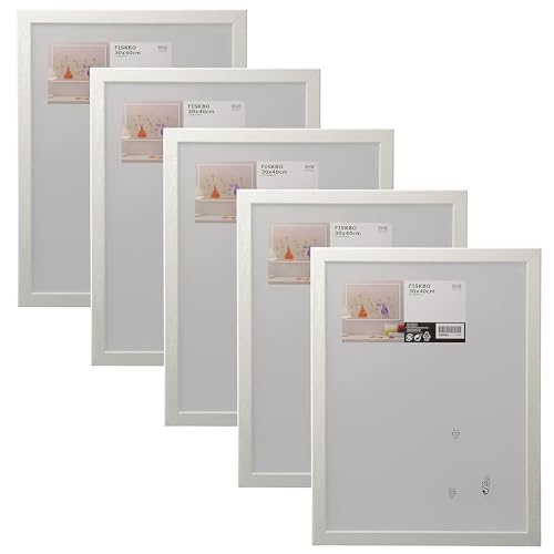 Ikea FISKBO Bilderrahmen 30 x 40 cm, Kunststoff & Faserplatte, 30 x 40 cm, Weiß, 5 Stück von Ikea
