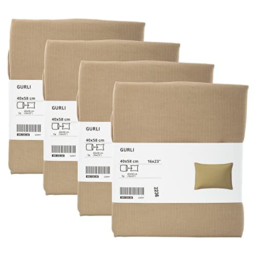 Ikea GURLI Kissenbezüge rechteckig, 40 x 58 cm (16 x 23), beige, Reißverschluss, maschinenwaschbar, 805.526.86 - 4 Stück von Ikea