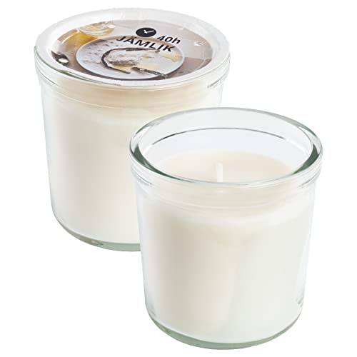Ikea JAMLIK Creme Duftkerzen im Glas, Vanille & warme Milch, je 40 Stunden - 2er Set von Ikea