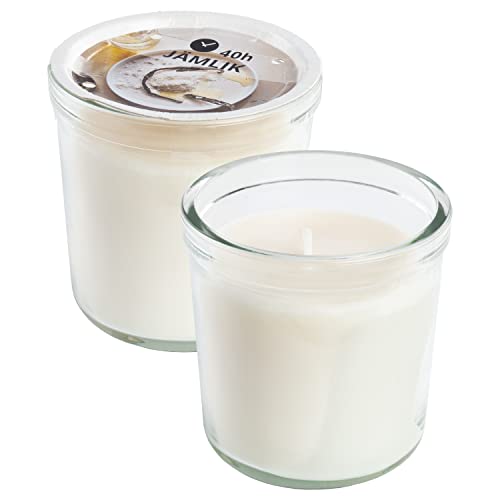 Ikea JAMLIK Creme Duftkerzen im Glas, Vanille & warme Milch, je 40 Stunden - 2er Set von IKEA