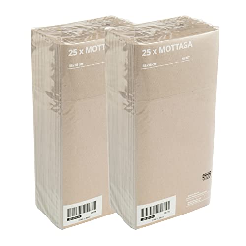 Ikea MOTTAGA 505.085.86 dicke Einweg-Papierservietten, Beige, Textil-Feeling, 38 x 38 cm, Beige von Ikea