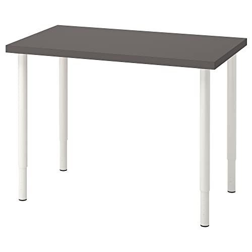 IKEA OLOV/LINNMON Schreibtisch, 100x60cm, Dunkelgrau/Weiß von Ikea