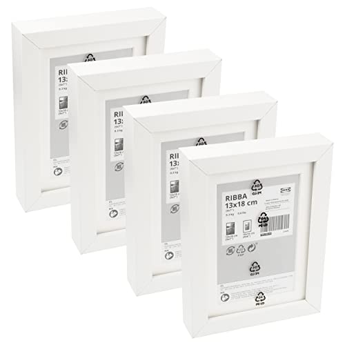 Ikea RIBBA Chunky Box Bilderrahmen, weiß, 13 x 18 cm, Faserplatte & Kunststoff, Wand- & Tischmontage, 703.784.14 – 4 Stück von Ikea