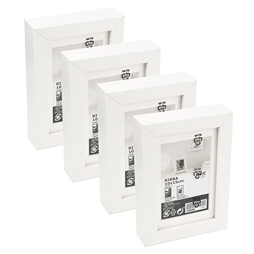 Ikea RIBBA Chunky Box Bilderrahmen, weiß, 10 x 15 cm, Faserplatte & Kunststoff, Wand- & Tischmontage, 503.784.10 – 4 Stück von Ikea