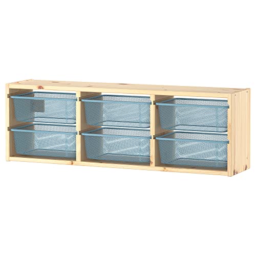 Ikea TROFAST Wandaufbewahrung, 93x21x30 cm, Kiefer hellweiß gebeizt/graublau von IKEA