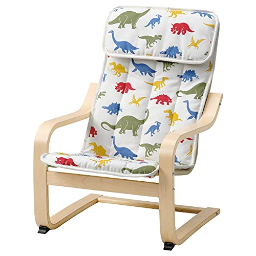 IKEA POANG Kindersessel Birkenfurnier / Medskog Dinosaurier Muster von IKEA