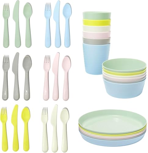 Ikea Geschirrset KALAS Schälchen, Teller, Besteck und Becher für Kinder - robustes Polypropylen - spülmaschinenfest von IKEA