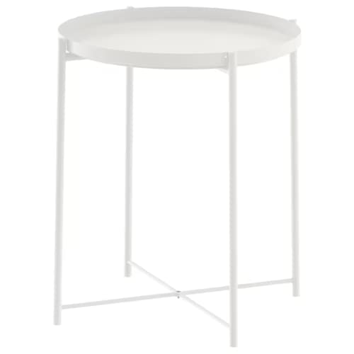 Unbekannt Ikea Beistelltisch Gladom Metall-Tisch mit Abnehmbaren Tablett - weiß - 52,5cm Hoch - 44,5cm Durchmesser von Ikea