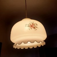 Vintage Beige Milchglas Pendellampe Mit Kirschblüten Motiv - Küchenlampe E27 Fassung von Ikeptit4U