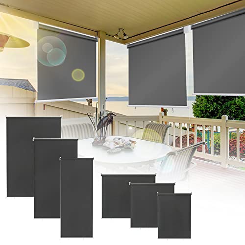 Ikodm 140x140 cm Senkrechtmarkise Vertikalmarkise Balkonmarkise Sonnenschutz, Balkonrollo, Windschutz, Seitenrollo Beschattung, Wetterbeständig für Balkon, Terrasse, Garten, Grau, 2 Pcs von Ikodm