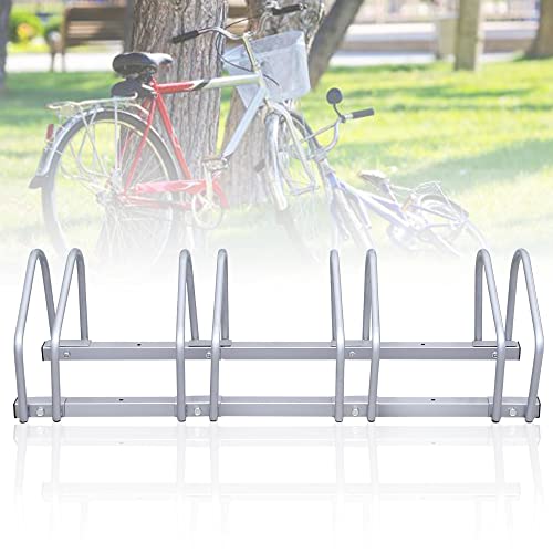 Ikodm 2 x 4er Fahrradständer im Set, Mehrfachständer für 4 Fahrräder 35-55 mm Reifenbreite Aufstellständer Radständer Bodenständer, Fahrrad Ständer Halter HBT: 26 x 101 x 32 cm, Silber von Ikodm