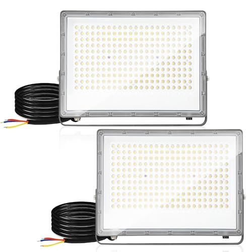 Ikodm 200W LED Strahler Außen, 2er Superhell 19800LM LED Fluter 6000K Kaltweiß, LED Scheiwerfer 230V, IP66 Wasserdicht LED Flutlicht Außenstrahler für Hinterhof, Auffahrt(Kein Stecker) von Ikodm