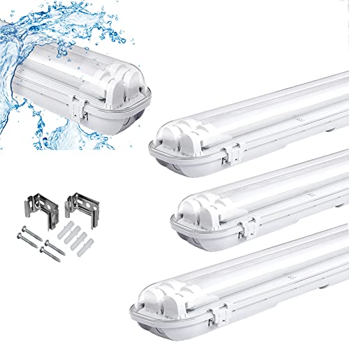 Ikodm 24W LED Feuchtraumleuchte 150 cm 4000K Neutralweiß 4080 lm Wannenleuchte, Doppelt T8 LED Röhre, IP65 Leuchtstoff lamp, Wannenleuchte, Garagenlampen, Bürodeckenleuchte, Gartenleuchte, 4 Stück von Ikodm
