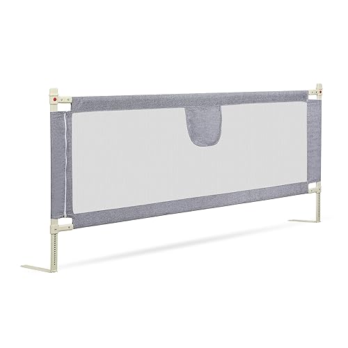 Ikodm 2X 180cm Bettgitter für Kinder, Bettschutzgitter Höhenverstellbar von 64-96cm, Rausfallschutz Bett, Kinderbettgitter, Babybettgitter Sicher, Grau von Ikodm